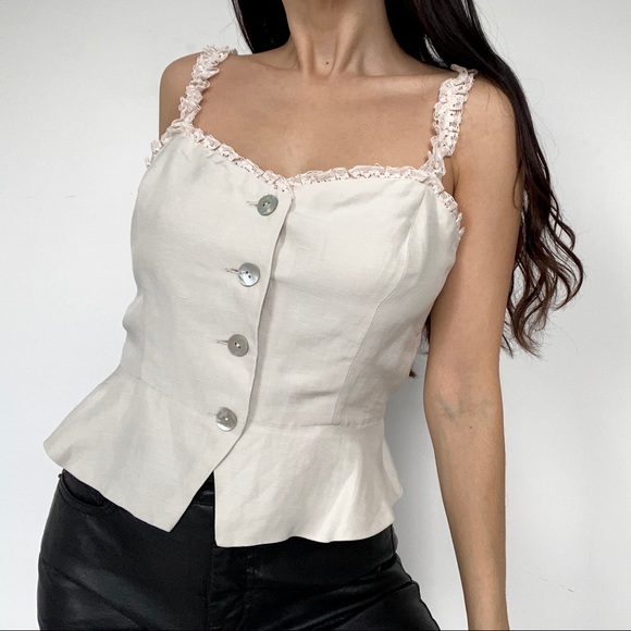 Aritzia Le Fou button down peplum blouse size 0 - Picture 3 of 7